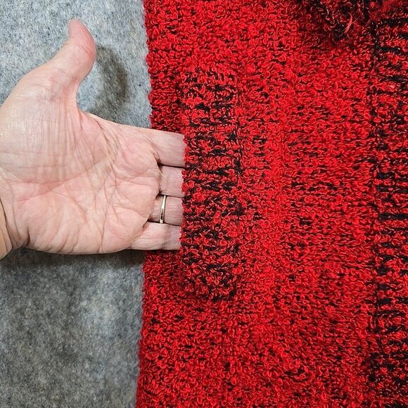 Monto Par Le Chois Women’s Vintage Chunky Cardigan Long Sweater Small Red Black - Picture 6 of 9